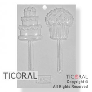 MOLDE A 1386 CUPCAKE Y TORTA C/PALITO 175X135MM APROX TRANSPARENTE x 4